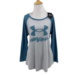 Under Armour T Shirt Womens L Large Live Sportstyle Loose Raglan Baseball Tee